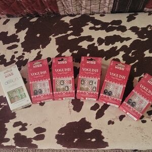 Kiss Press-On Nails Set - Red, Pink, Black, White